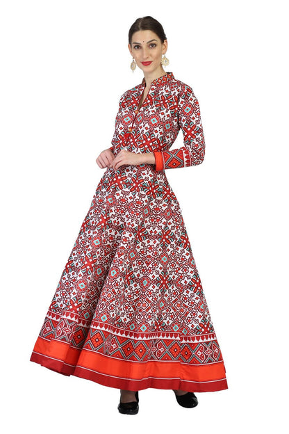 Abstract Multi color Patola Anarkali suit