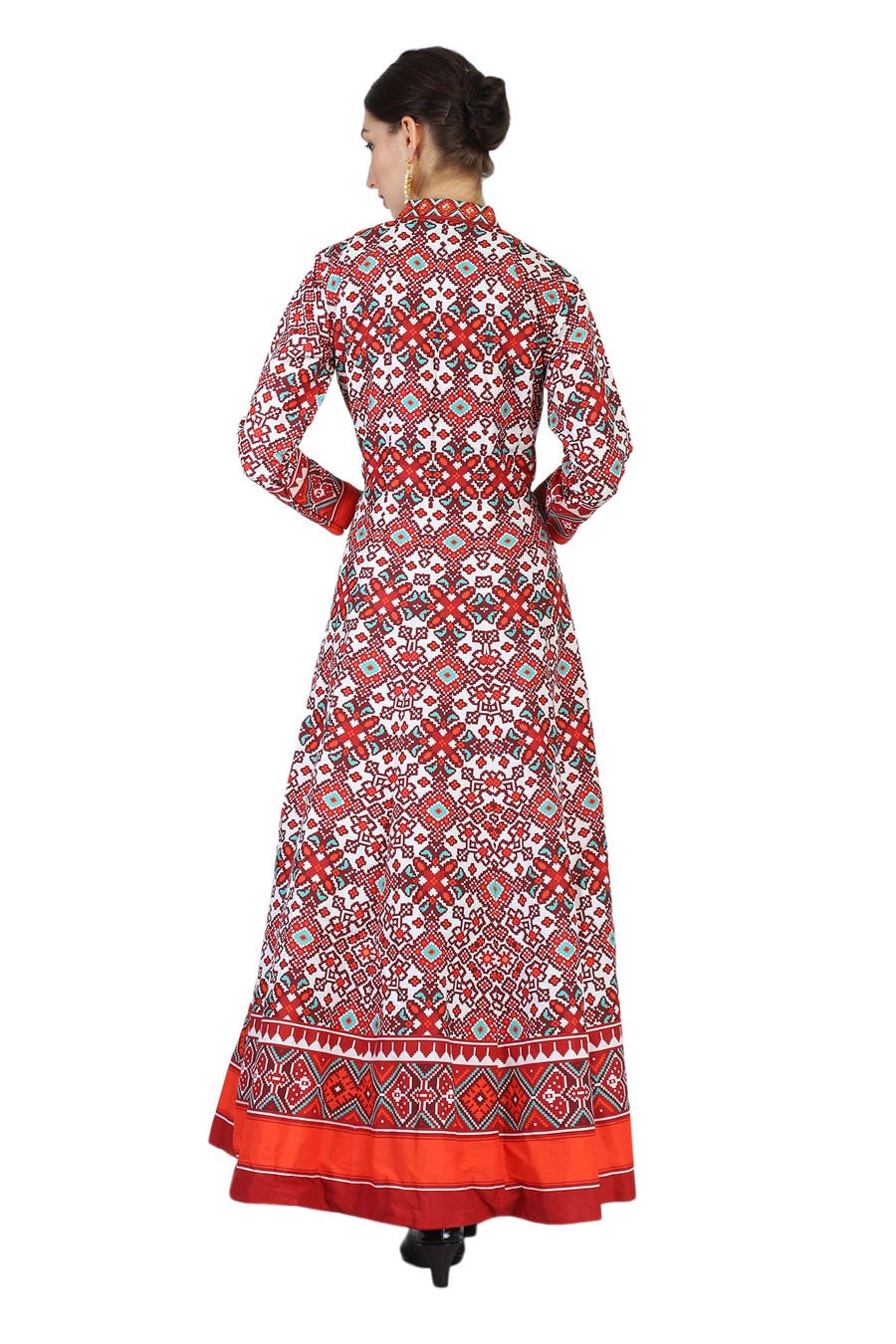 Abstract Multi color Patola Anarkali suit