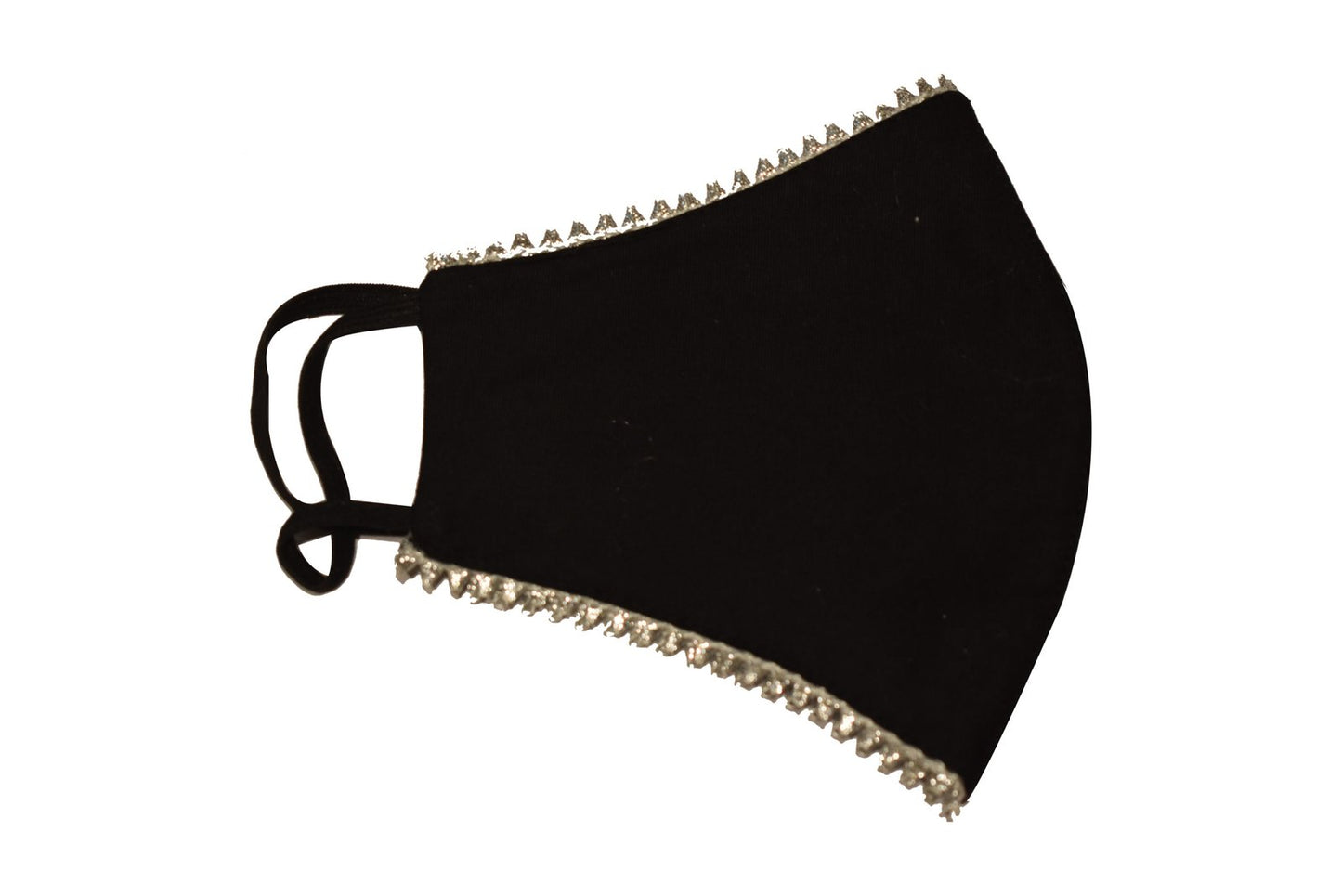 Black mask with silver triangle lace